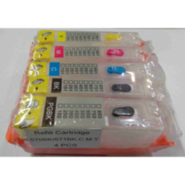 PGI570/CLI571: Kit de 5 cartouches vides rechargeables avec PUCEs autoreset