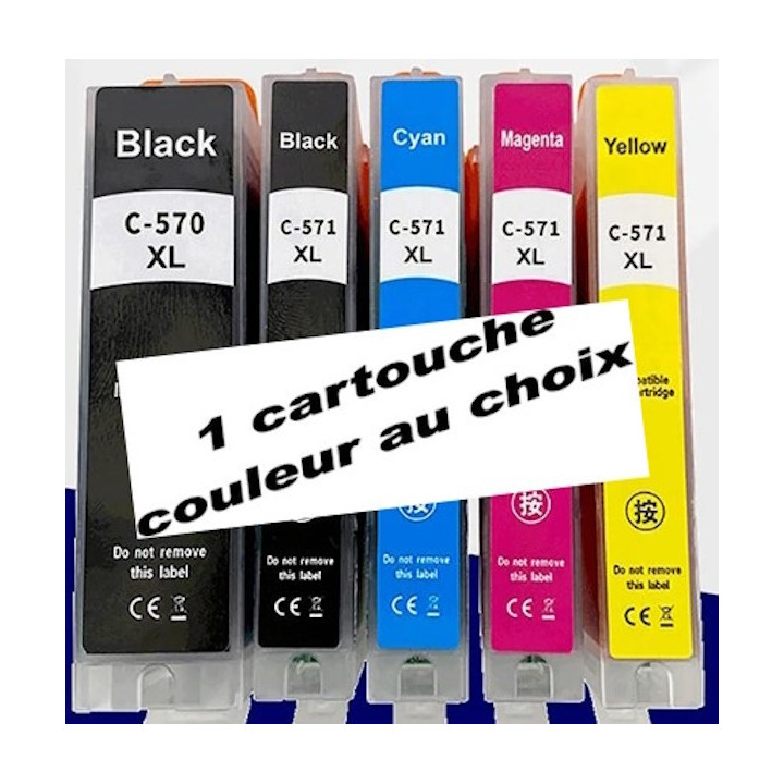 PGI570/CLI 571XL: 1 cartouche compatible avec puce (couleur au choix)
