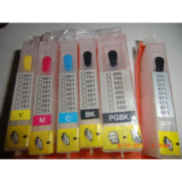 PGI570 CLI571: Kit de 6 cartouches vides rechargeables avec PUCEs Ã  resetter