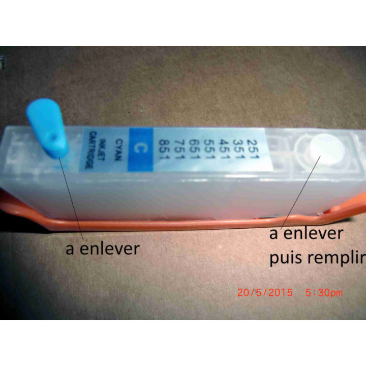 CLI 571: 1 cartouche  rechargeable avec puce autoreset, couleur au choix