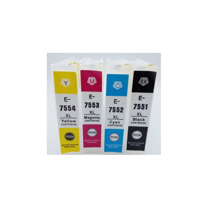 T7551-7554: 4 cartouches pleines pour Epson WF8590 dtwf