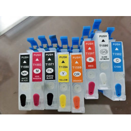 T1590-1599: 8 cartouches d'encre vides rechargeables avec puce auto-reset
