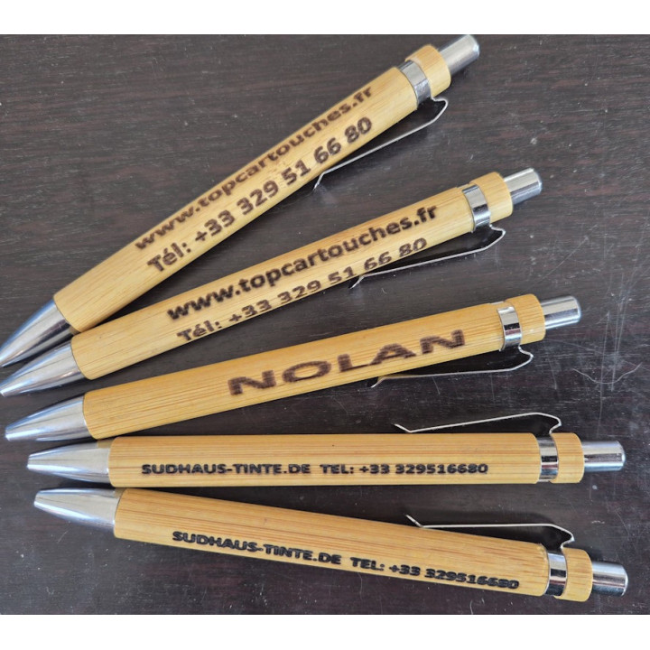 stylo en bois gravÃ© personnalisÃ© par1,10,25,50 ou 100