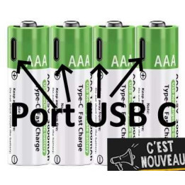 Piles AAA rechargeables par port USB C
