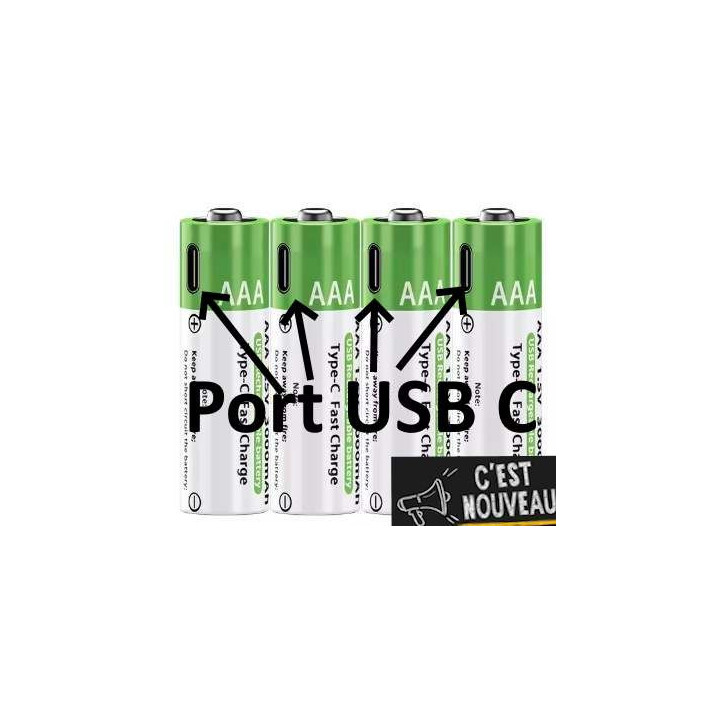 Piles AAA rechargeables par port USB C