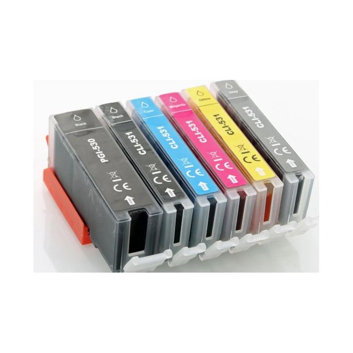 PGI530 et CLI531, 6 cartouches alimentaires pleines pour Canon