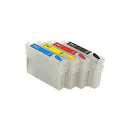 T0711 Ã  714: lot de 4 cartouches vides avec puce auto-reset