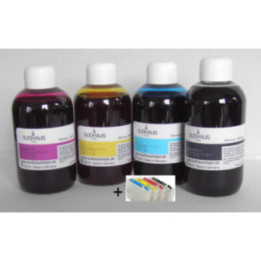 T0711 Ã  714: lot de 4 cartouches vides avec puce auto-reset +4x100 ml encre