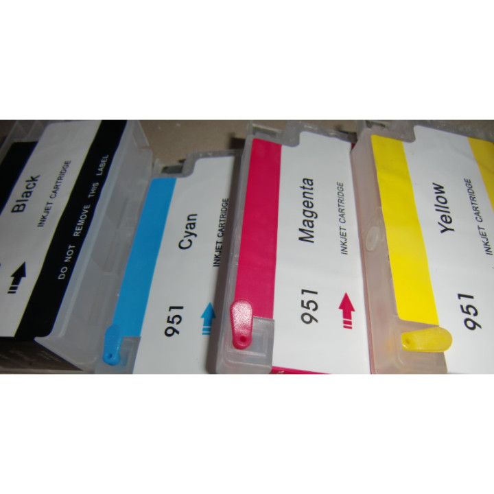 HP950/951 :4 cartouches rechargeables XL avec puces pour cartouches HP