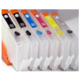 PGI550/CLI551: Kit de 6 cartouches vides rechargeables AVEC PUCES AUTORESET